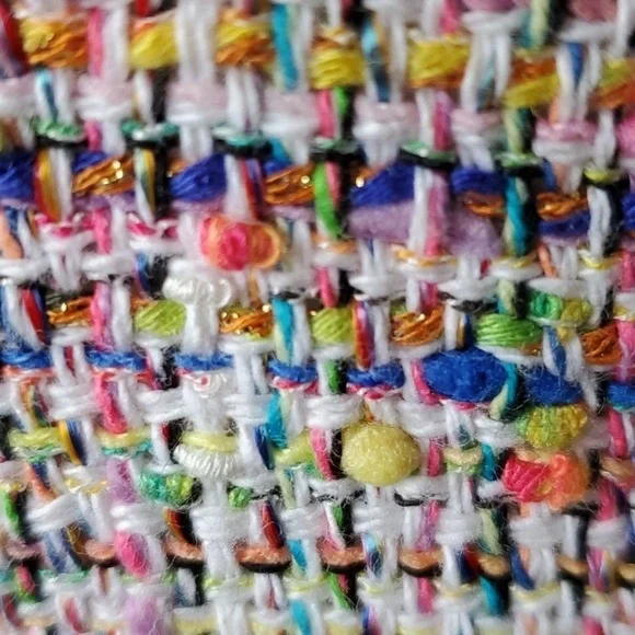 Carlisle Collection multi color knit full zip crop jacket white sleeves R $645 - Picture 4 of 13